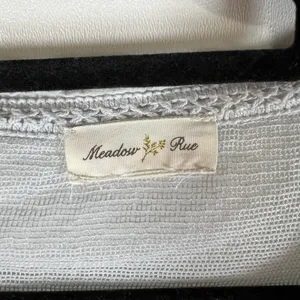 Anthropologie Meadow Rue Mesh Lace Embroidered Shirt Top Sz L Cottagecore Blue‎ thumbnail 6