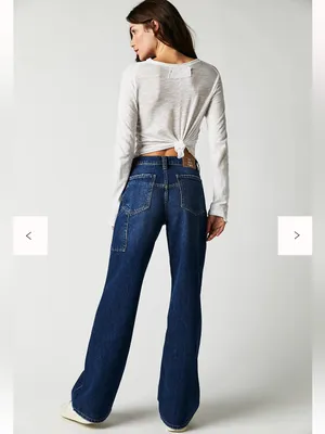 Free People Tinsley Baggy High Rise Straight Leg Jeans in Dark Romance thumbnail 3