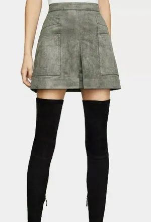 BCBGMAXAZRIA Grey Suede Skirt thumbnail 5