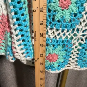 POL Womens Crochet Granny Square Floral Sweater Top Blue‎ Pink GST179 Medium thumbnail 6