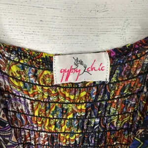 Gypsy Chic Maxi Dress Boho Paisley Print V-Neck Smocked Waist Sundress Festival thumbnail 7