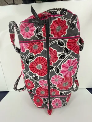 Vera Bradley Large Duffel Bag Cherry Blossoms Retired Pink Red Gray Floral thumbnail 6