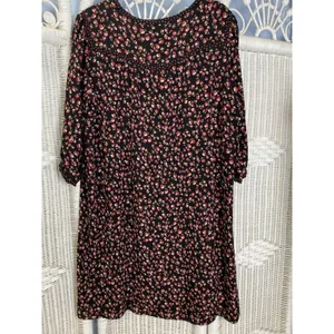 Gérard Darel Paris Black Floral Print Dress 44 Smocked Neckline‎ French Viscose thumbnail 13