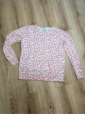 Old Navy Womens Anchor Print Crewneck Sweater Cream Red Nautical Cotton XL thumbnail 2