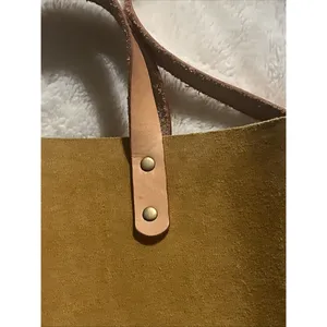 Suede And Wooden Crossbody Hand-Stitched Minimalist Western Boho Shoulder Bag thumbnail 2