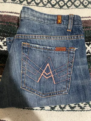 Blue and navy flared jeans Size 28 thumbnail 5