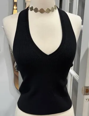 Aerie Black Sweater Halter Tank Top thumbnail 1