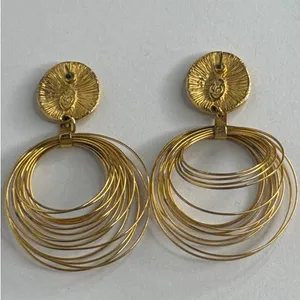 Vintage 1980s–1990s Couture Gold Tone Wire Chandelier Statement Earrings thumbnail 13