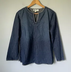 Old Navy Maternity Vintage Denim Blouse Top 100% Cotton Cottagecore Size XS thumbnail 1