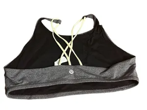 Lululemon Free To Be Bra *High Neck Heathered Black / Lemon Ice Size 12 thumbnail 4