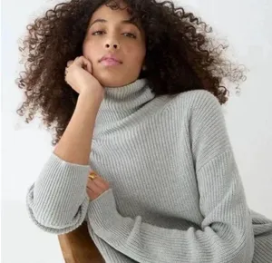J. Crew Ribbed Cotton Blend Relaxed Turtleneck Sweater size medium thumbnail 1