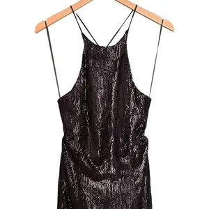 Bardot Easton Dress Size 6 Black Sequin Open Back Thigh Slit Midi Cocktail NWT thumbnail 8