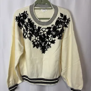 Krush Kandy Sweetest Devotion Floral Stripe Embroidered Sweater 3X Boho Soft thumbnail 3