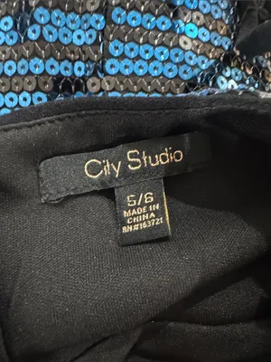 City Studio Teal Blue Sequined V-Neck Mini Dress thumbnail 7