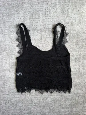 Zara Black Lace-Trim Knit Cowl Tank thumbnail 5
