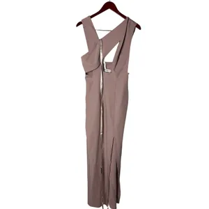 New House of CB Marina maxi dress in a mauve or mink color with a thigh split M thumbnail 3