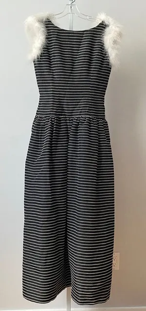Victor‎ Costa MobWife Quirky Dainty Victorian Dress 12 Black Striped Party thumbnail 1