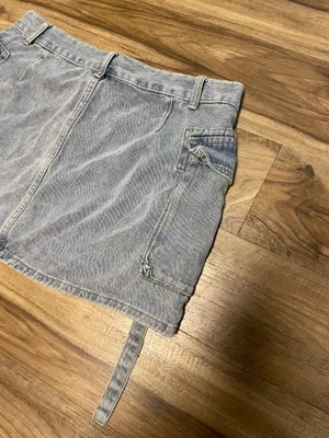 Light Blue Women’s Denim Cargo Mini Skirt with Straps and Pockets Size XL thumbnail 5