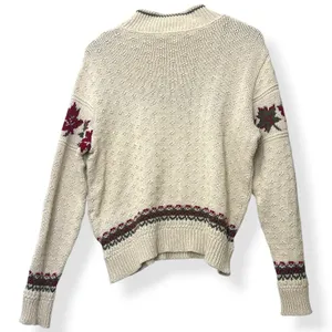 Cotton‎ Country Parkhurst Cotton Sweater Cream Maple Leaf Preppy Cabin Womens M thumbnail 3