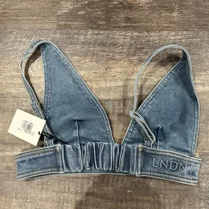 NWT LNDN Denim Bra Top Blue Size XS thumbnail 3