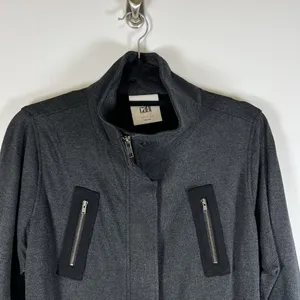 CAbi 3184 Mesh Back Jacket in Heather‎ Gray Stretch Ponte Twill Coat M $189 thumbnail 2