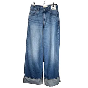 NWT Madewell Superwide Leg Jeans Fannin Wash Rigid Denim Cuffs High Rise thumbnail 2