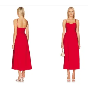 Show Me Your Mumu Allegra Midi Dress Womens M Red Spaghetti Strap Pockets FLAW thumbnail 2