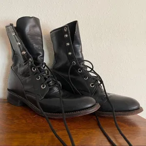Justin Boots Vintage Leather Lace-up Ropers Black‎ thumbnail 8