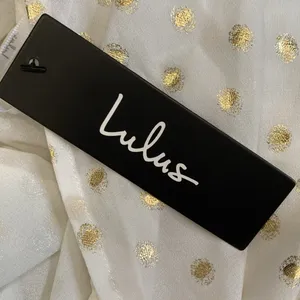 Lulus White Gold Polka Dot Cover Up Maxi Skirt Size S NWT thumbnail 8