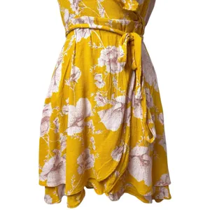 Free People French Quarter Yellow Floral Print Wrap Dress Cottagecore Fairy S thumbnail 5