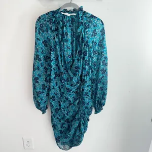 Veronica Beard Becky Ruched Silk Mini Dress in‎ Turquoise Floral Size 2 thumbnail 5