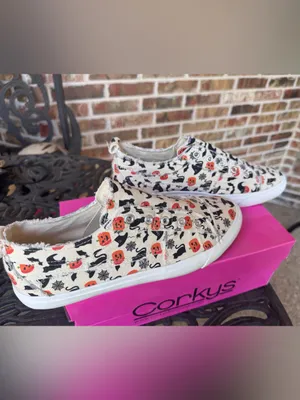 Corkys Babalu White Pumpkin Canvas Slip-On Women’s Size 10 Sneakers NIB thumbnail 5