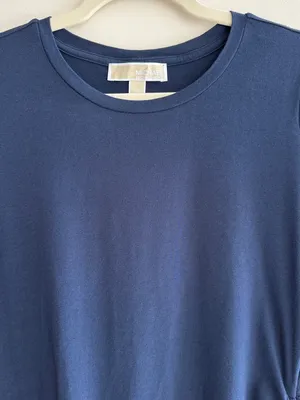 MICHAEL Michael Kors Navy Blue Ruched Cinched Casual Dress, Size Medium thumbnail 16