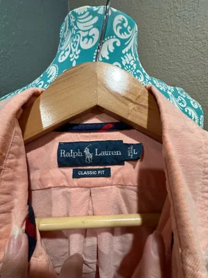 Ralph Lauren men’s dress shirt in Large soft salmon color thumbnail 3