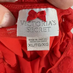 Y2K Victorias Secret XL Sheer Lace Babydoll Top Red Festival Stretch Romantic‎ thumbnail 7
