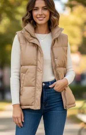Abercrombie & Fitch Women's Camel Puffer Vest size XS thumbnail 1