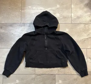 Scuba Oversized 1/2 Zip Hoodie in Black thumbnail 6