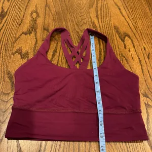Lululemon Womens Mind Over Miles Longline Sports Bra Marvel Maroon Size 4 thumbnail 5