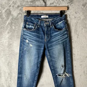 MOUSSY Vintage Howa Distressed Skinny‎ Jeans Raw Hem Blue Wash Size 24 X 25” thumbnail 2