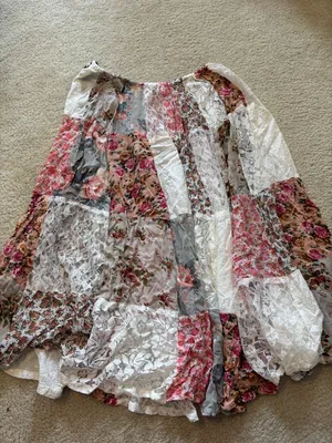 Patchwork Floral Lace Maxi Skirt - Pink & White thumbnail 2