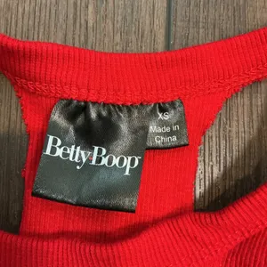 Betty Boop Graphic Biker Motorcycle Halter Crop Top Red Tie Back XS Y2K Edgy thumbnail 2