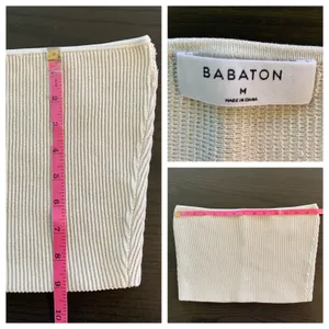 BABATON Beige Ribbed Knit Tube‎ Top Bandeau M Neutral Basic Capule Layering thumbnail 10