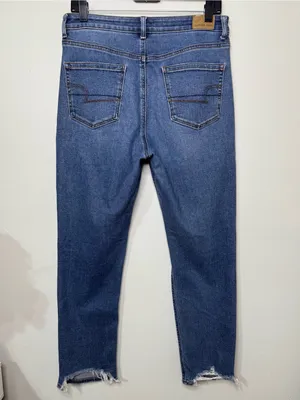 American Eagle High Rise Mom Jeans Distressed Stretch Cropped Tapered Ankle 6 thumbnail 4