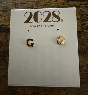 2028 Now And Forever Gold-Tone Letter G Stud Earrings thumbnail 1
