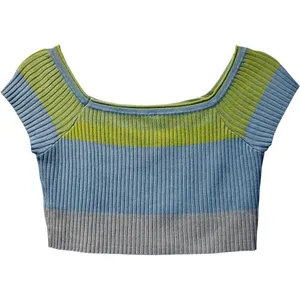 Anthropologie Daily Practice‎ Striped Ribbed Shirt Cropped Knit Top Sz Small thumbnail 3
