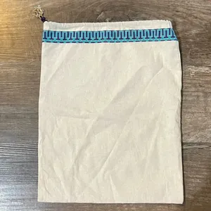 NEW Tory Burch Drawstring Accessories Travel Storage Cotton Beige thumbnail 2
