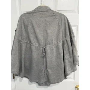 Poncho Jacket‎ Cape Mock Neck Button Large Gray thumbnail 4