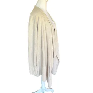 Barefoot Dreams Cozy Chic Lite Knit Beige Cardigan Sweater Waterfall Open Front thumbnail 3