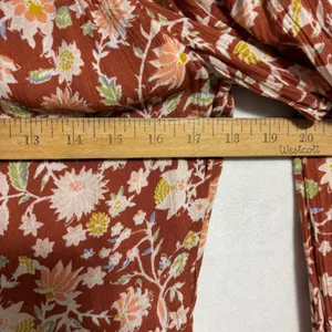 Billabong Wrap Dress Red Clay Crinkle Floral Blouson Sleeve Boho Cottage Party M thumbnail 11