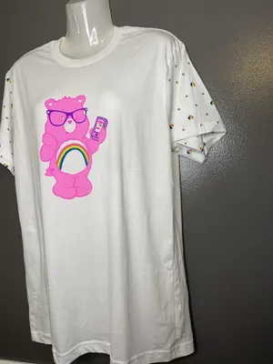 Care Bears Shirt Womens Medium White Cheer Bear Rainbow Graphic Tee Cartoon thumbnail 5